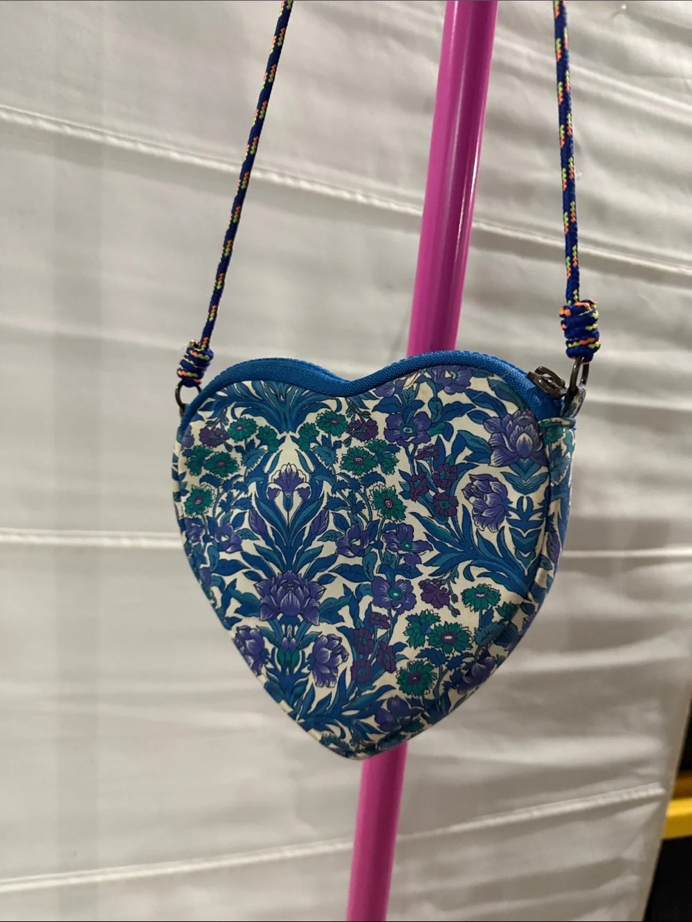 Crewcuts Blue Floral Heart Crossbody Bag with Braided Strap